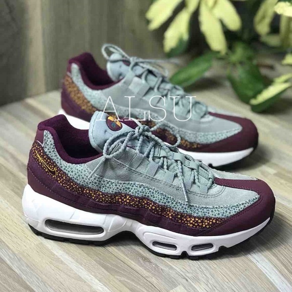 NWT Nike Air Max 95 Prm Bordeaux Grey W AUTHENTIC - Picture 2 of 8